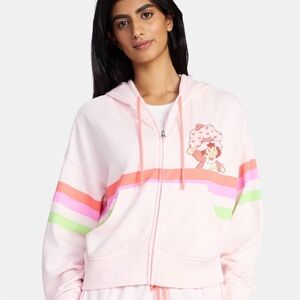 Strawberry Shortcake Juniors Graphic Zip Up Hoodie Size Large